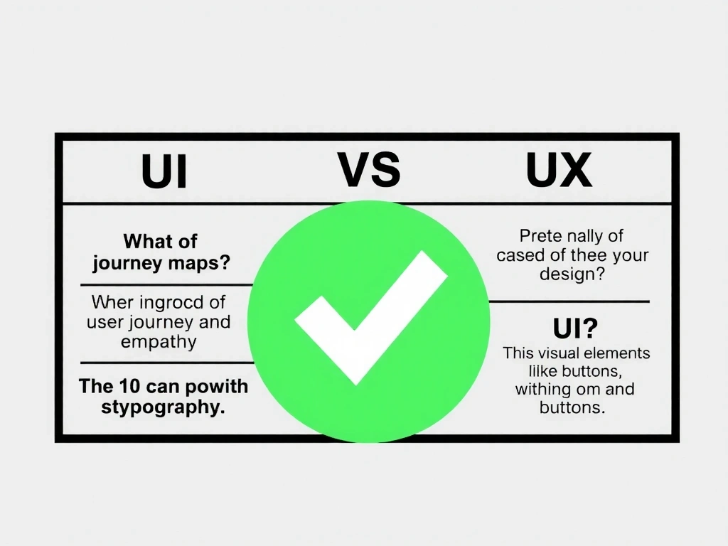 Diagramă explicativă a diferenței dintre UI și UX design, cu elemente vizuale distincte