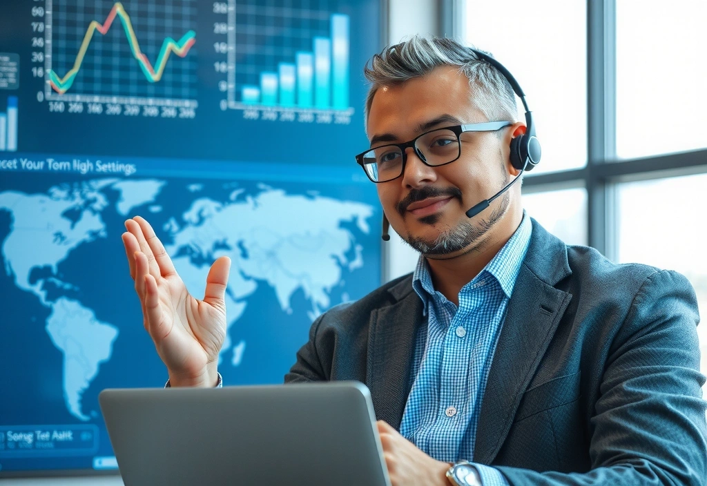 Imagine ce ilustrează un profesionist care oferă suport tehnic și consultanță