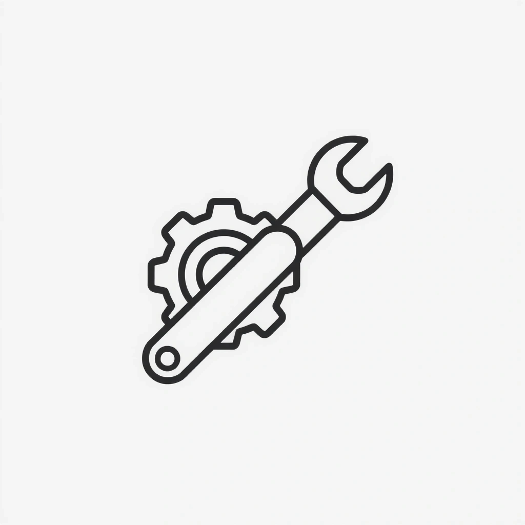 Iconiță reprezentând un angrenaj și o cheie, simbolizând mentenanța și suportul.