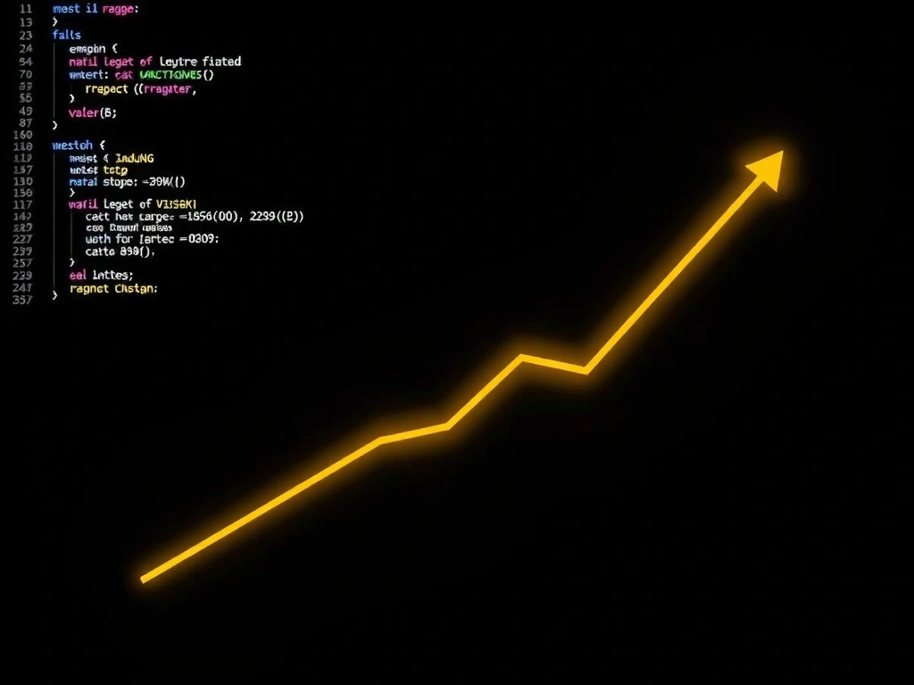 Ilustrație abstractă a unei diagrame de creștere pe un ecran digital cu elemente de web design