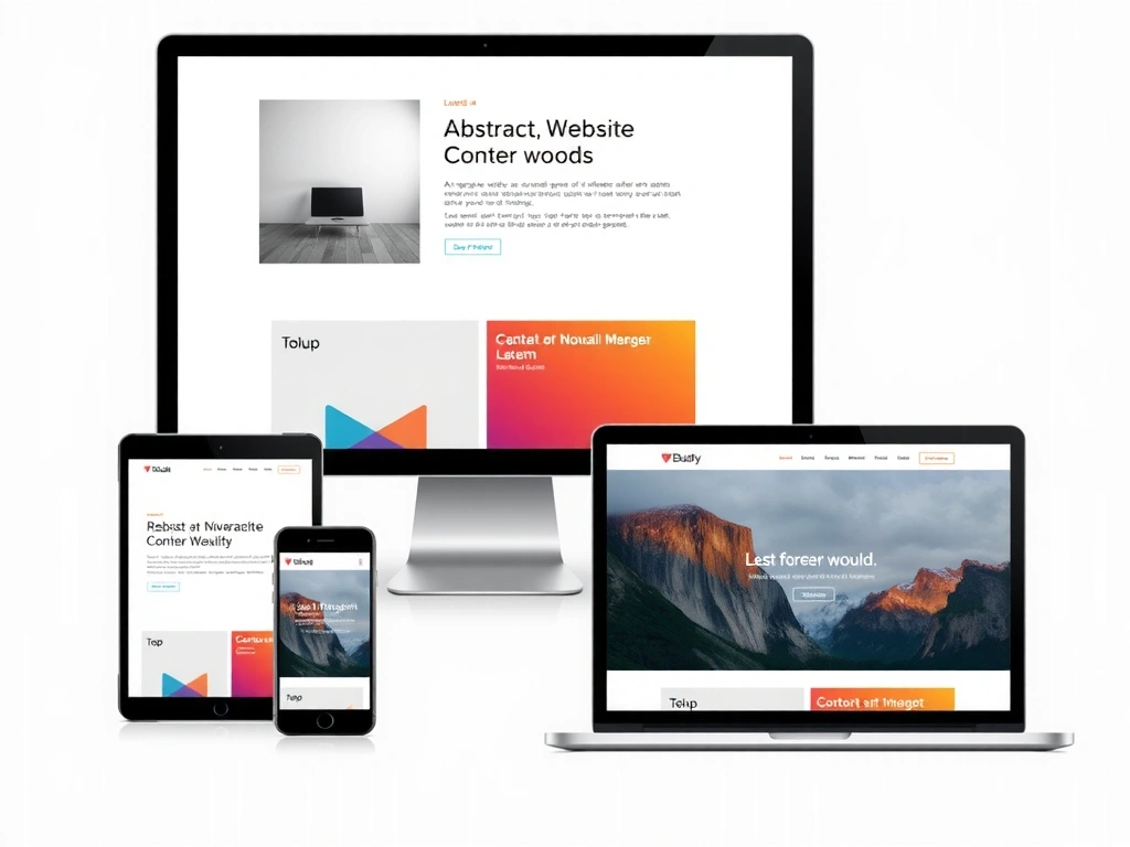 Mock-up-uri de site-uri web personalizate pe diverse dispozitive, ilustrând design responsiv